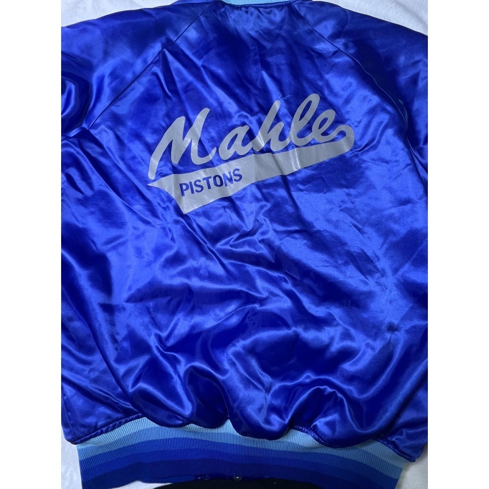 Vintage 1980s Baseball Champs Satin Bomber Jacket H. Greenlee Blue‎ Size? - Picture 8 of 9
